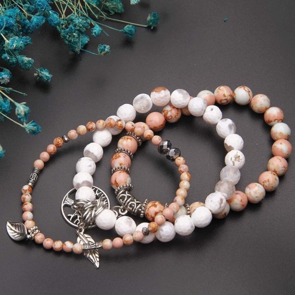 NWT Tree of Life Turquoise Jasper & Tibetan Agate Gemstone Boho Wrap Bra… - Picture 5 of 7